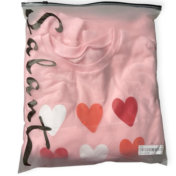 SHEIN Heart Graphic Sweatshirt Multi Colored Hearts Light Pink Valentines NWT - Picture 6 of 9